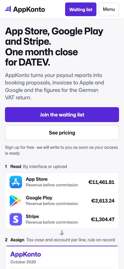 App screenshot of AppKonto