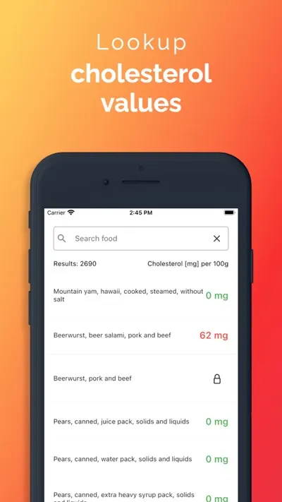 App screenshot of Cholesterol Coach
